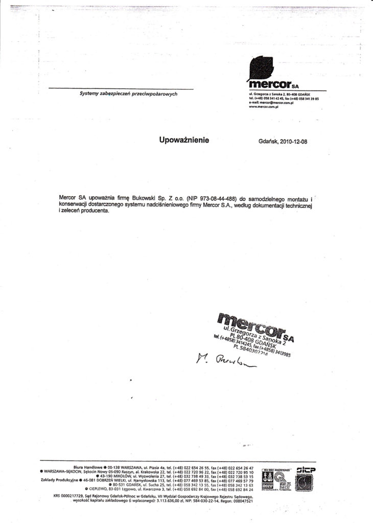 Certyfikat autoryzacja Mercor
